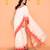 white cotton blend handloom saree with red temple border