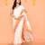 white cotton blend handloom saree with brown temple border