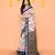 off white printed cotton saree with zari border