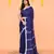 soft mul cotton blue jamdani saree with net tassels