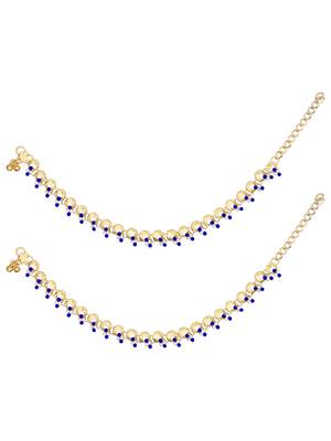 Gold plated traditional kundan stone payal anklets for women  2
