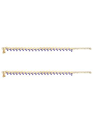 Gold plated traditional kundan stone payal anklets for women  3