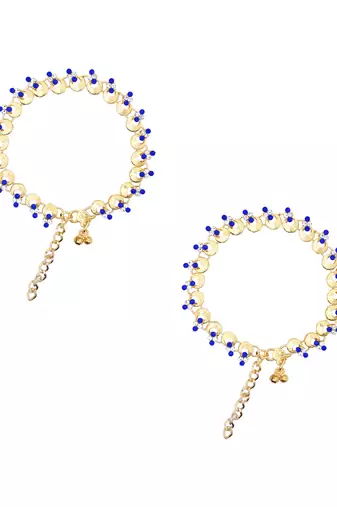 Gold plated traditional kundan stone payal anklets for women 