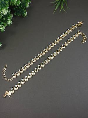 Gold plated traditional kundan stone payal anklets for women  1