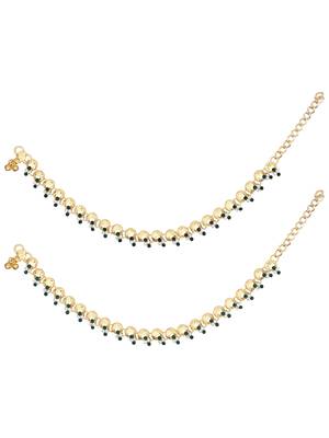 Gold plated traditional kundan stone payal anklets for women  2