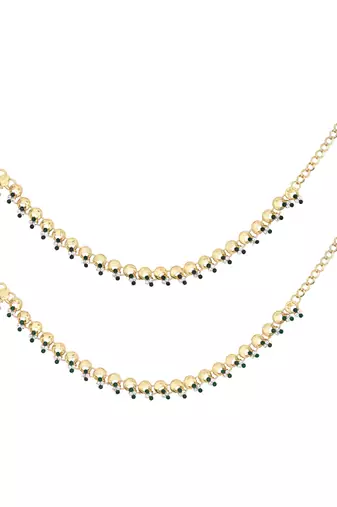 Gold plated traditional kundan stone payal anklets for women 