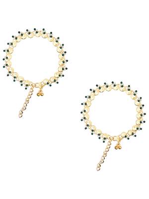 Gold plated traditional kundan stone payal anklets for women  4