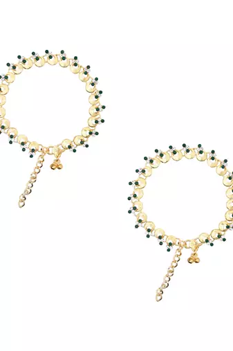 Gold plated traditional kundan stone payal anklets for women 