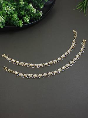 Gold plated traditional kundan stone payal anklets for women  1