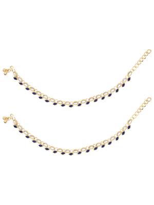 Gold plated traditional kundan stone payal anklets for women  2