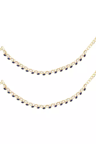 Gold plated traditional kundan stone payal anklets for women 