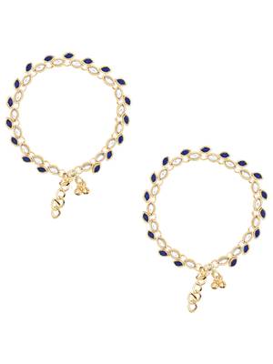 Gold plated traditional kundan stone payal anklets for women  4
