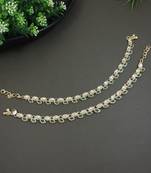Gold plated traditional kundan stone payal anklets for women 