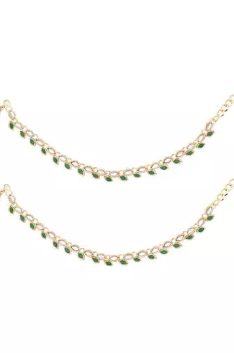 Gold plated traditional kundan stone payal anklets for women 