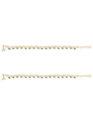 Gold plated traditional kundan stone payal anklets for women  3