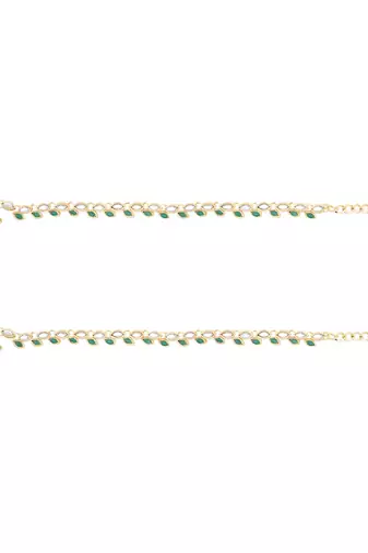 Gold plated traditional kundan stone payal anklets for women 