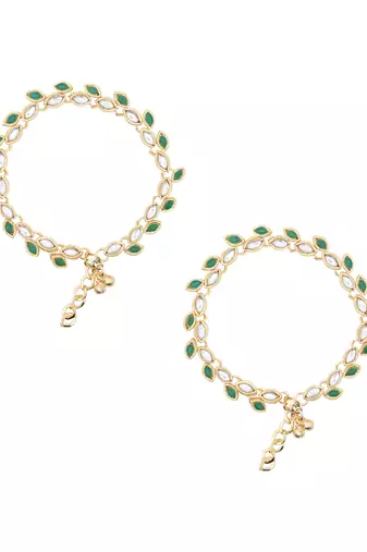 Gold plated traditional kundan stone payal anklets for women 