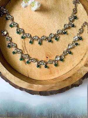 Traditional gold plated adjustable kundan pearl payal anklets jewellery for women & girls  1