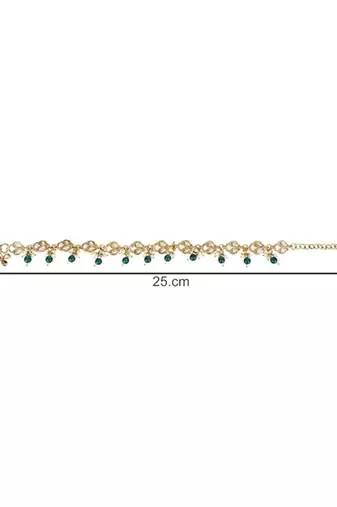 Traditional gold plated adjustable kundan pearl payal anklets jewellery for women & girls 