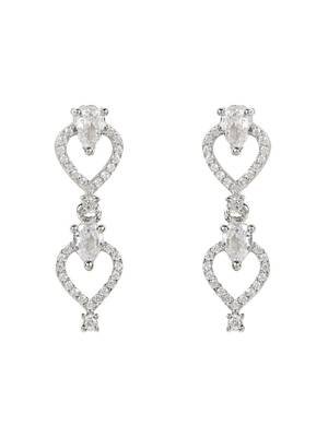 Stylish silver plated cubic zirconia american diamond cz ad necklace jewellery set for women  4