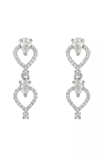 Stylish silver plated cubic zirconia american diamond cz ad necklace jewellery set for women 