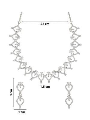 Stylish silver plated cubic zirconia american diamond cz ad necklace jewellery set for women  5