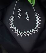Stylish silver plated cubic zirconia american diamond special necklace with earrings set for women