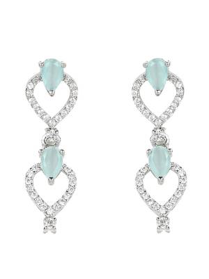 Stylish silver plated cubic zirconia american diamond special necklace with earrings set for women 4