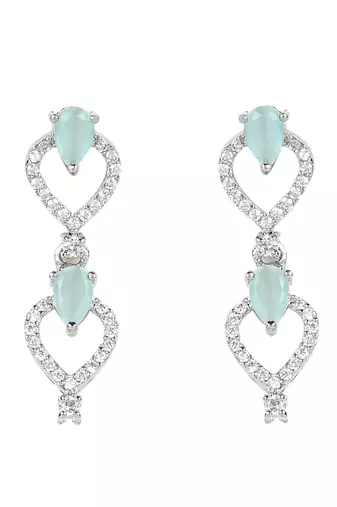 Stylish silver plated cubic zirconia american diamond special necklace with earrings set for women