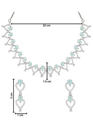 Stylish silver plated cubic zirconia american diamond special necklace with earrings set for women 5