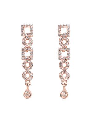 Rose gold plated cubic zirconia american diamond cz special chain necklace with earrings set for women 4