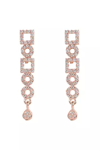 Rose gold plated cubic zirconia american diamond cz special chain necklace with earrings set for women