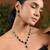 Silver plated cubic zirconia american diamond special necklace & drop earrings jewellery set for women