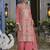 Pink embroidered chinon free size stitched palazzo style salwar suit-Full stitched free size