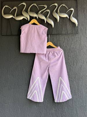 Purple embroidered cotton co ord set 2