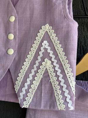 Purple embroidered cotton co ord set 3