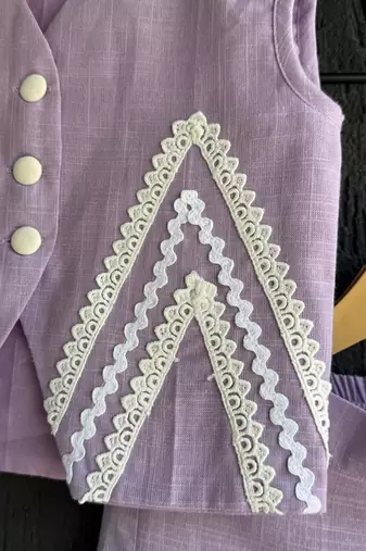 Purple embroidered cotton co ord set