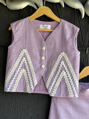 Purple embroidered cotton co ord set 4
