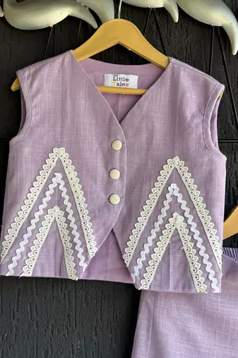Purple embroidered cotton co ord set