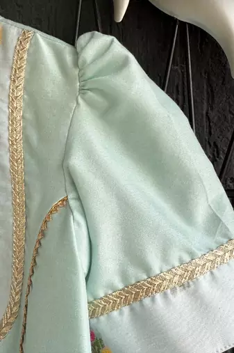 Blue embroidered cotton silk kurta set