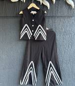 Black embroidered cotton co ord set