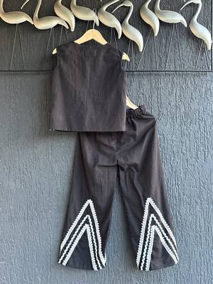 Black embroidered cotton co ord set 2