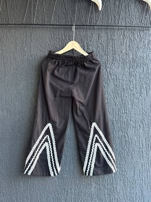 Black embroidered cotton pant 1