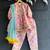 Pink printed cotton silk kurta set