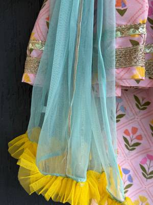 Pink printed cotton silk kurta set 3
