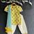 Yellow printed cotton silk kurta set