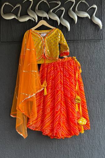 Multicolor printed cotton lehenga