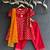 Red plain cotton kurta set