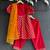 Red plain cotton kurta set