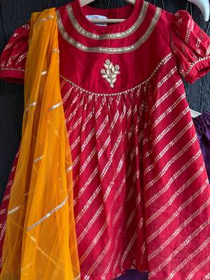 Red plain cotton kurta set 2